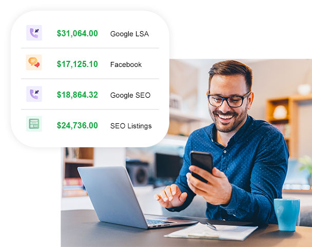Man checks revenue results.